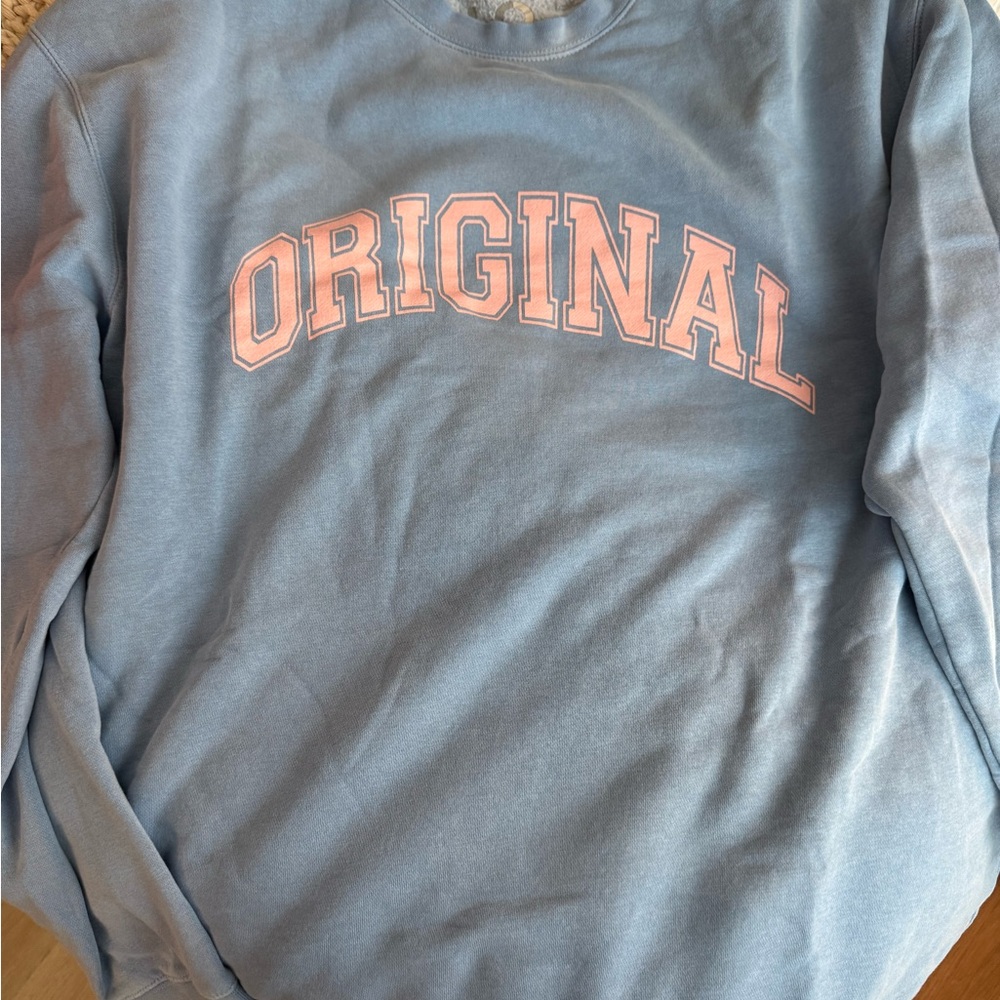 blue and pink original crewneck